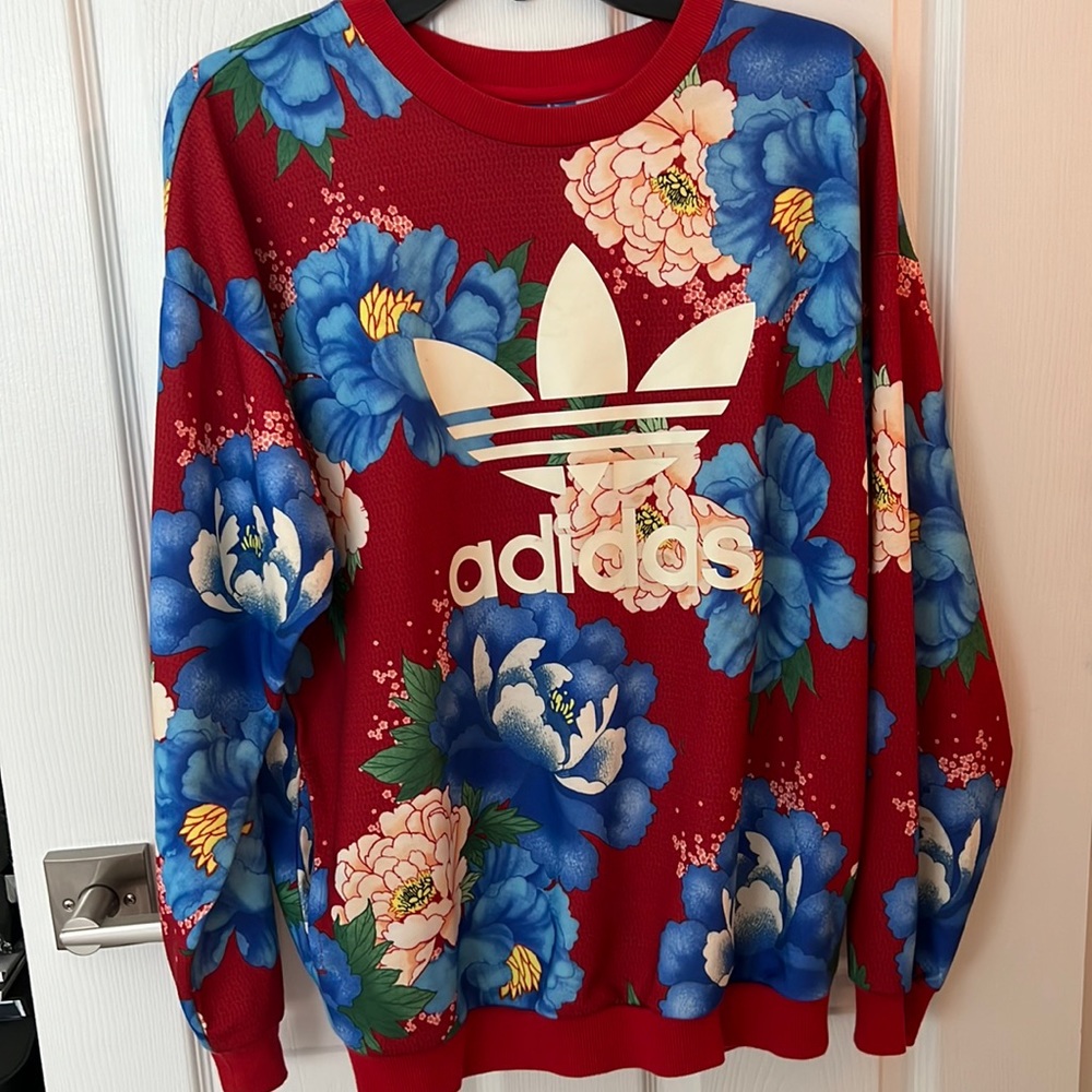 Adidas Floral Print Sweatshirt with Pockets